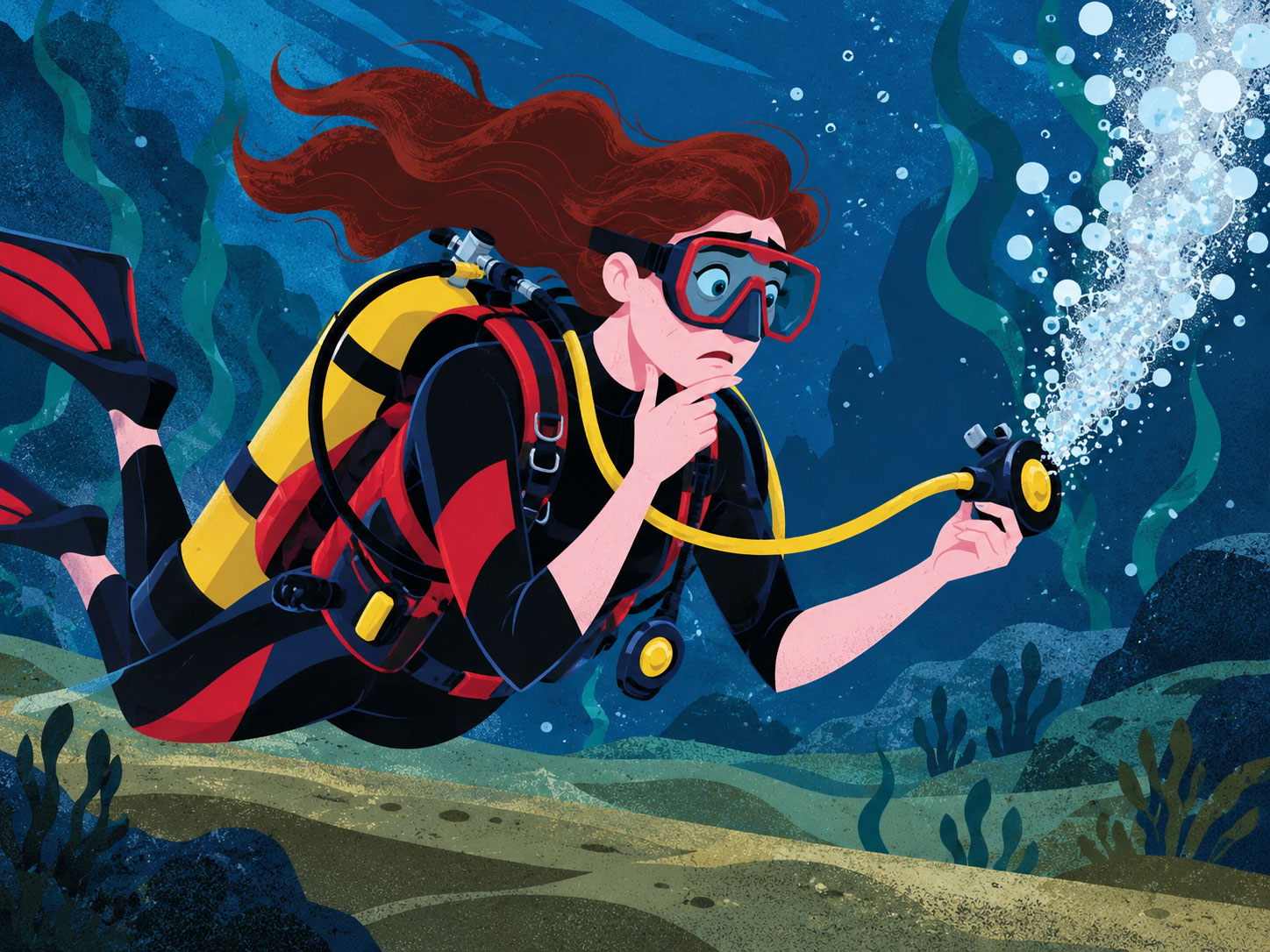 regulator free-flow underwater
